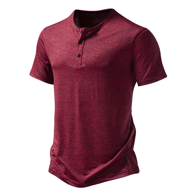 Men Crewneck Buttons Short Sleeves T-Shirt