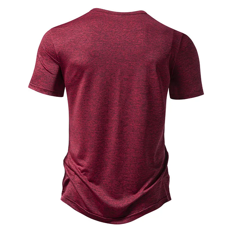 Men Crewneck Buttons Short Sleeves T-Shirt