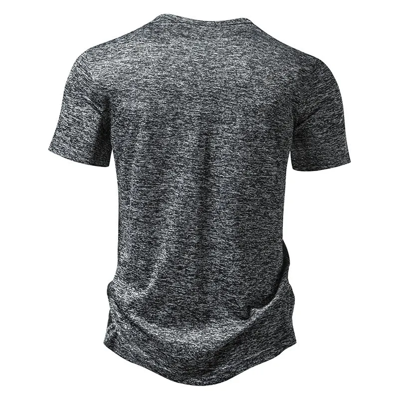 Men Crewneck Buttons Short Sleeves T-Shirt