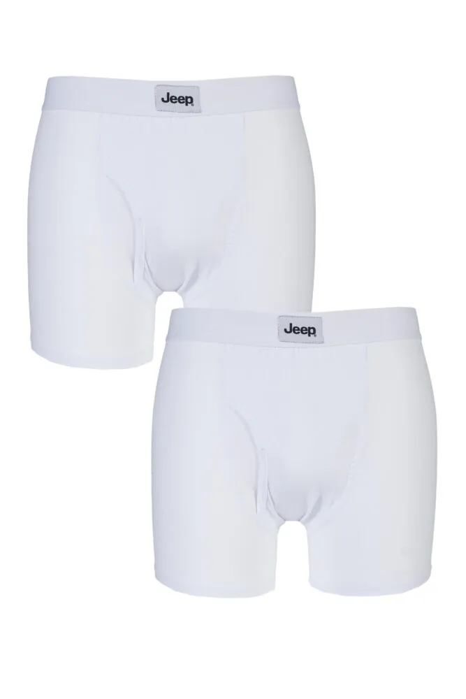 Mens 2 Pack Jeep Cotton Plain Fitted Key Hole Trunk Boxer Shorts