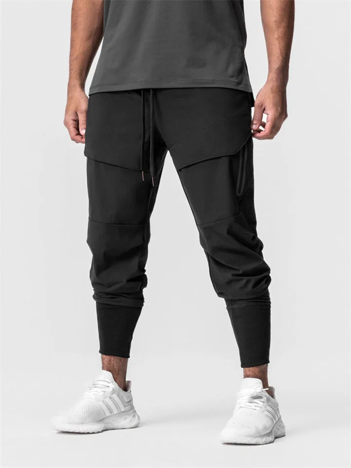 Men's Plain Slim Fit Sports Ankle-tied Trousers