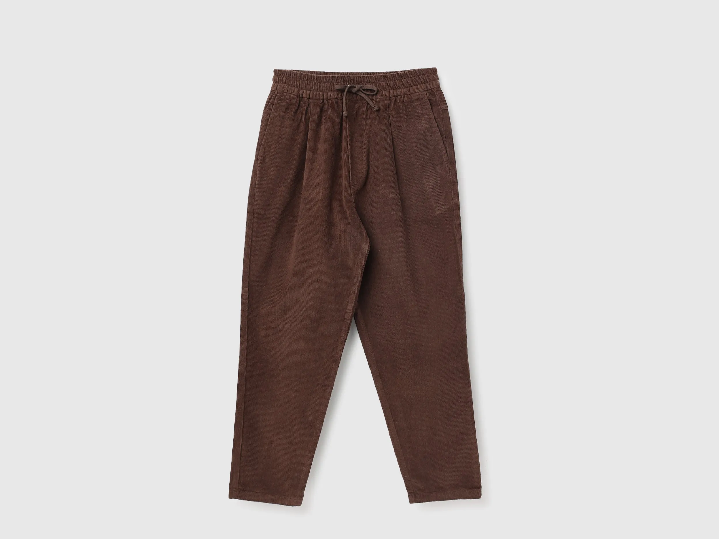 Men's Ribbed Slim Fit Trousers with Drawstring Closure