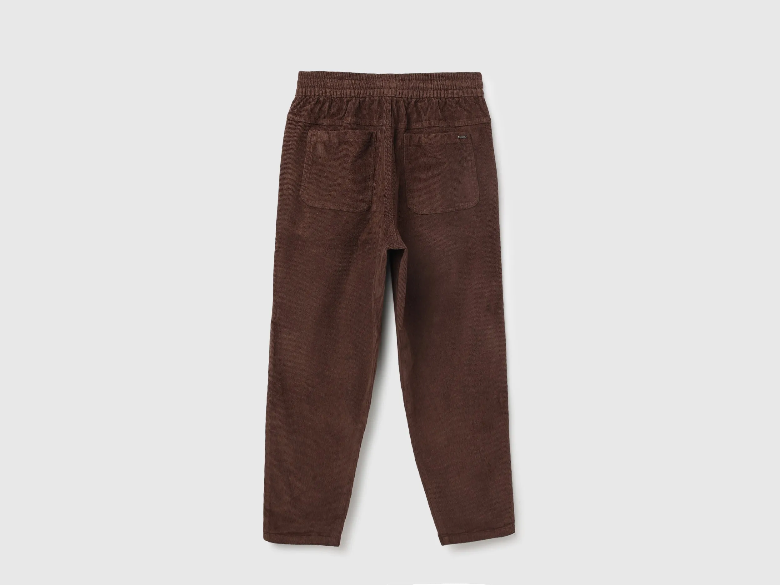 Men's Ribbed Slim Fit Trousers with Drawstring Closure