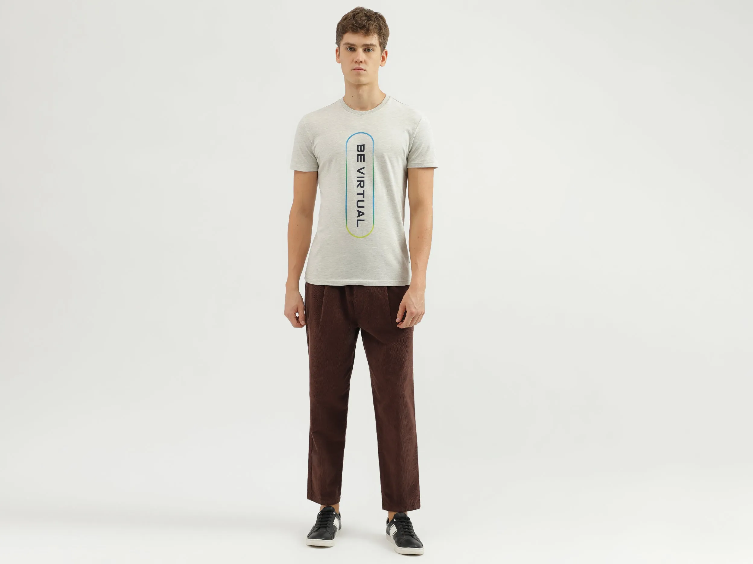 Men's Ribbed Slim Fit Trousers with Drawstring Closure
