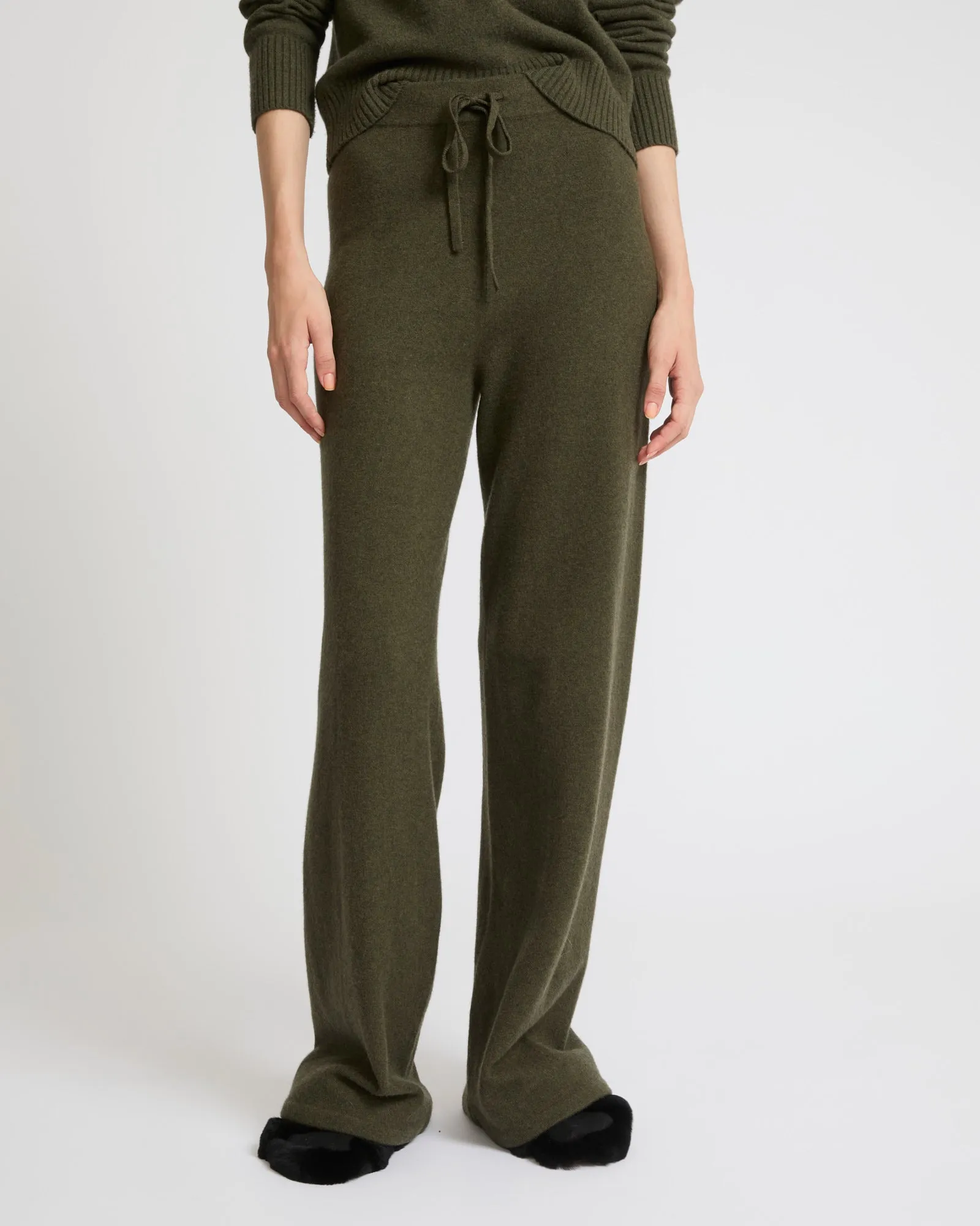 Merino knit wide leg trousers