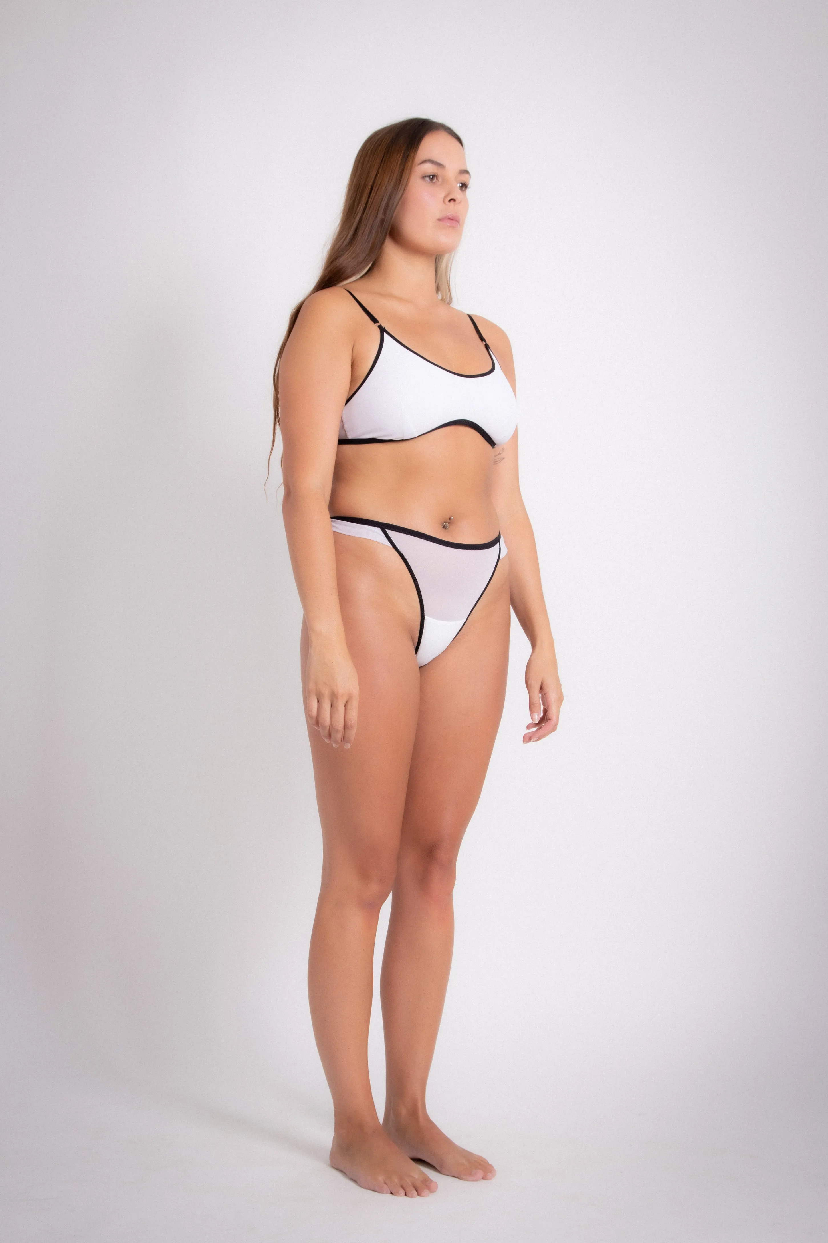 Mesh Mid G Brief - Black on White (PO)