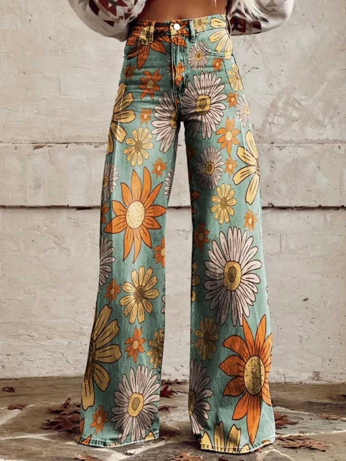 Mia Wide-Leg Floral Vintage Trousers