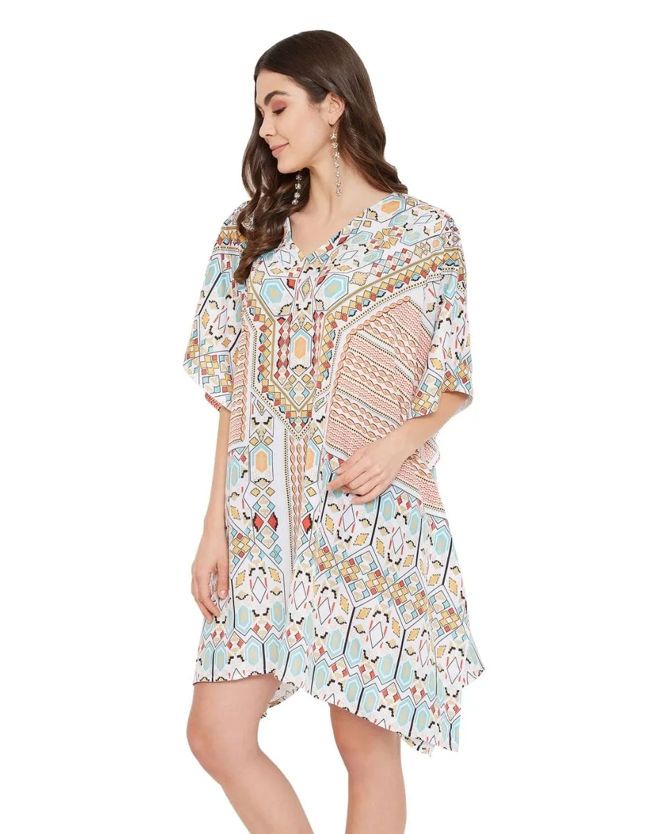 Mini Plus Size Geometric Pattern Polyester Tunic For Women