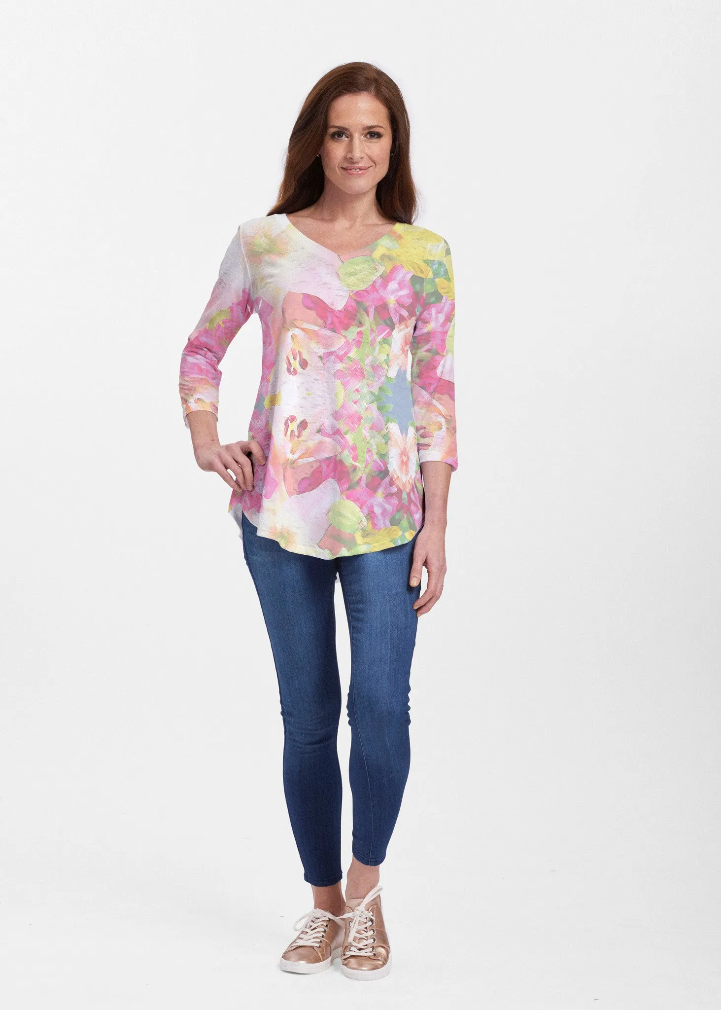 Mirage Pink (13140) ~ Signature V-neck Flowy Tunic