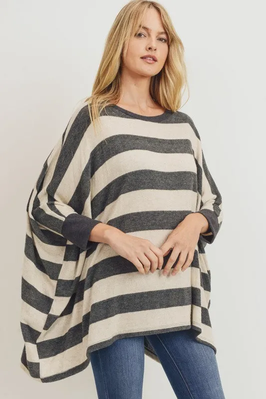 MONICA STRIPE PONCHO TUNIC