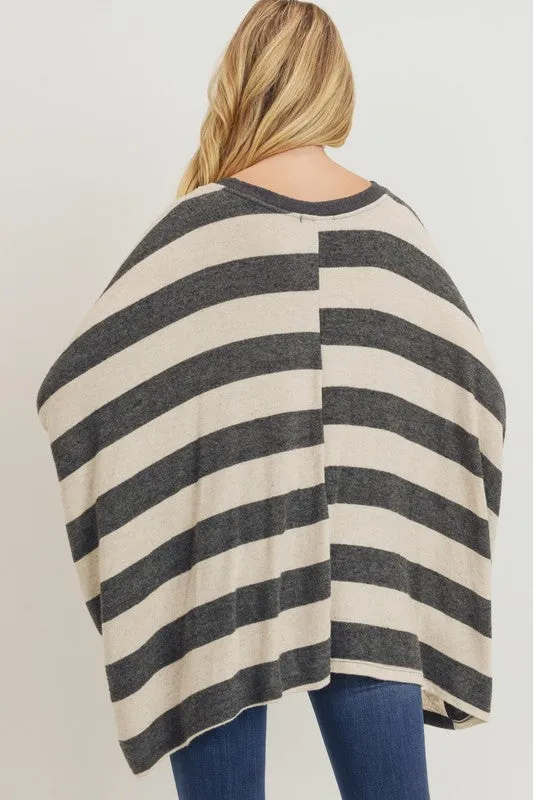 MONICA STRIPE PONCHO TUNIC