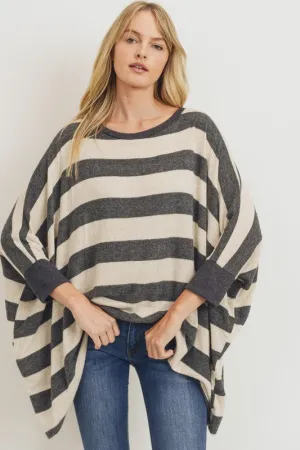 MONICA STRIPE PONCHO TUNIC