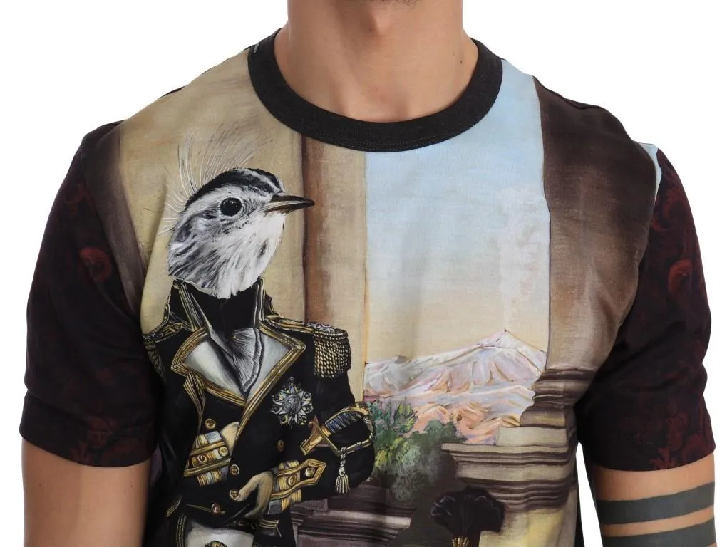 Multicolor Mockingbird Motive Cotton T-Shirt