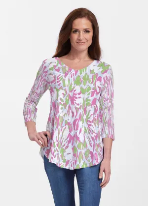 Mystic Floral Stripe (19167) ~ Signature V-neck Flowy Tunic