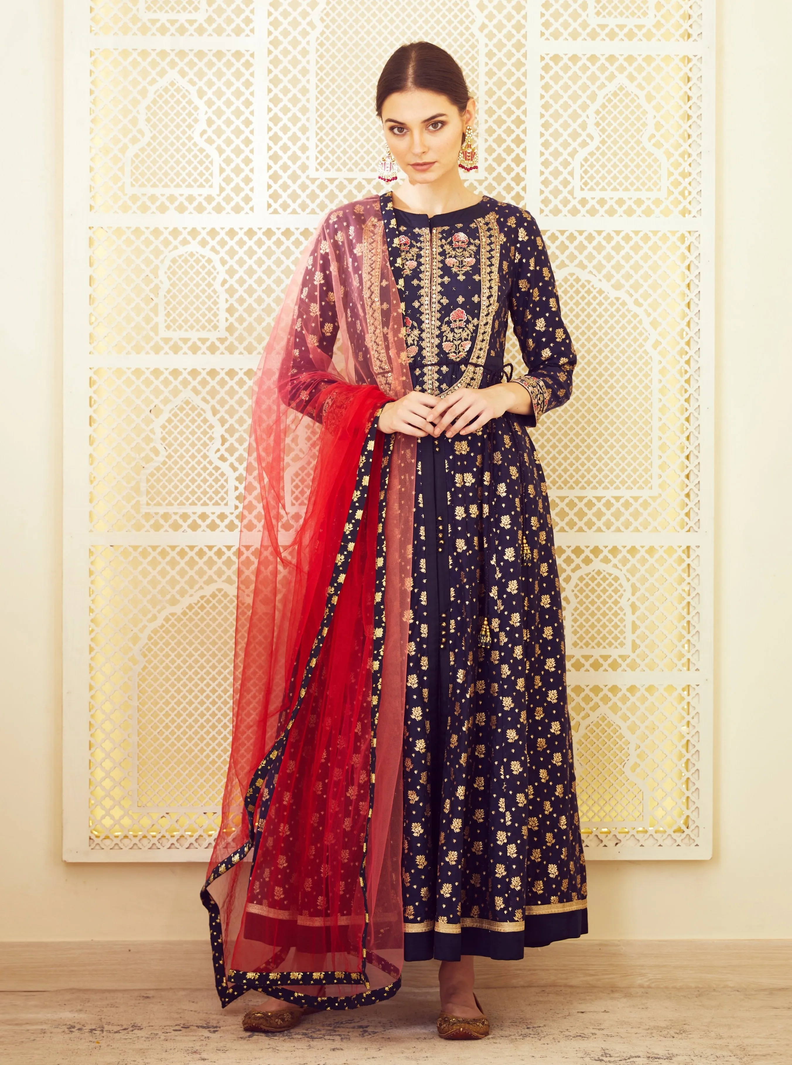 Navy Blue Anarkali Set