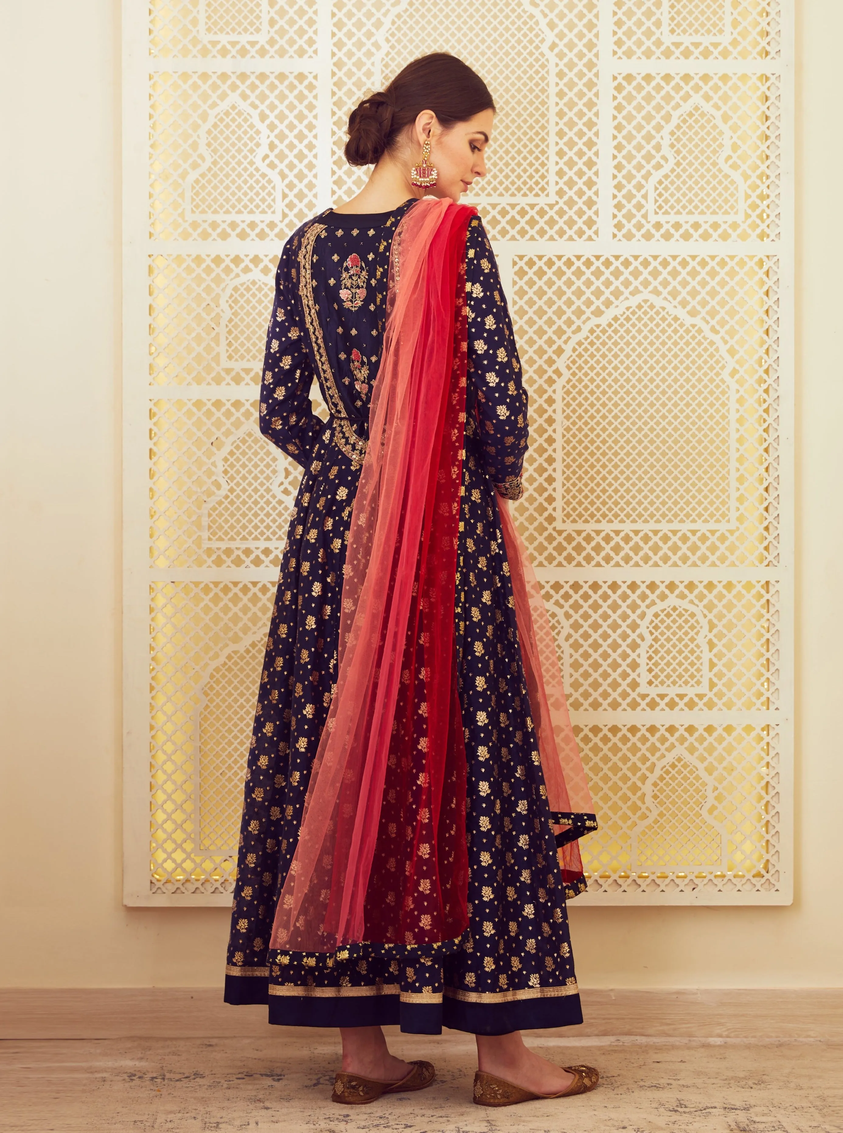 Navy Blue Anarkali Set