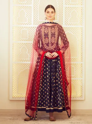 Navy Blue Anarkali Set