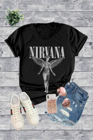 NIRVANA PRINTED GRAPHIC TEE BLACK