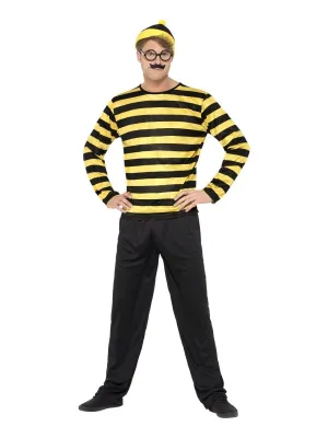 Odlaw Where's Wally? Black & Yellow Adult Costume for Men