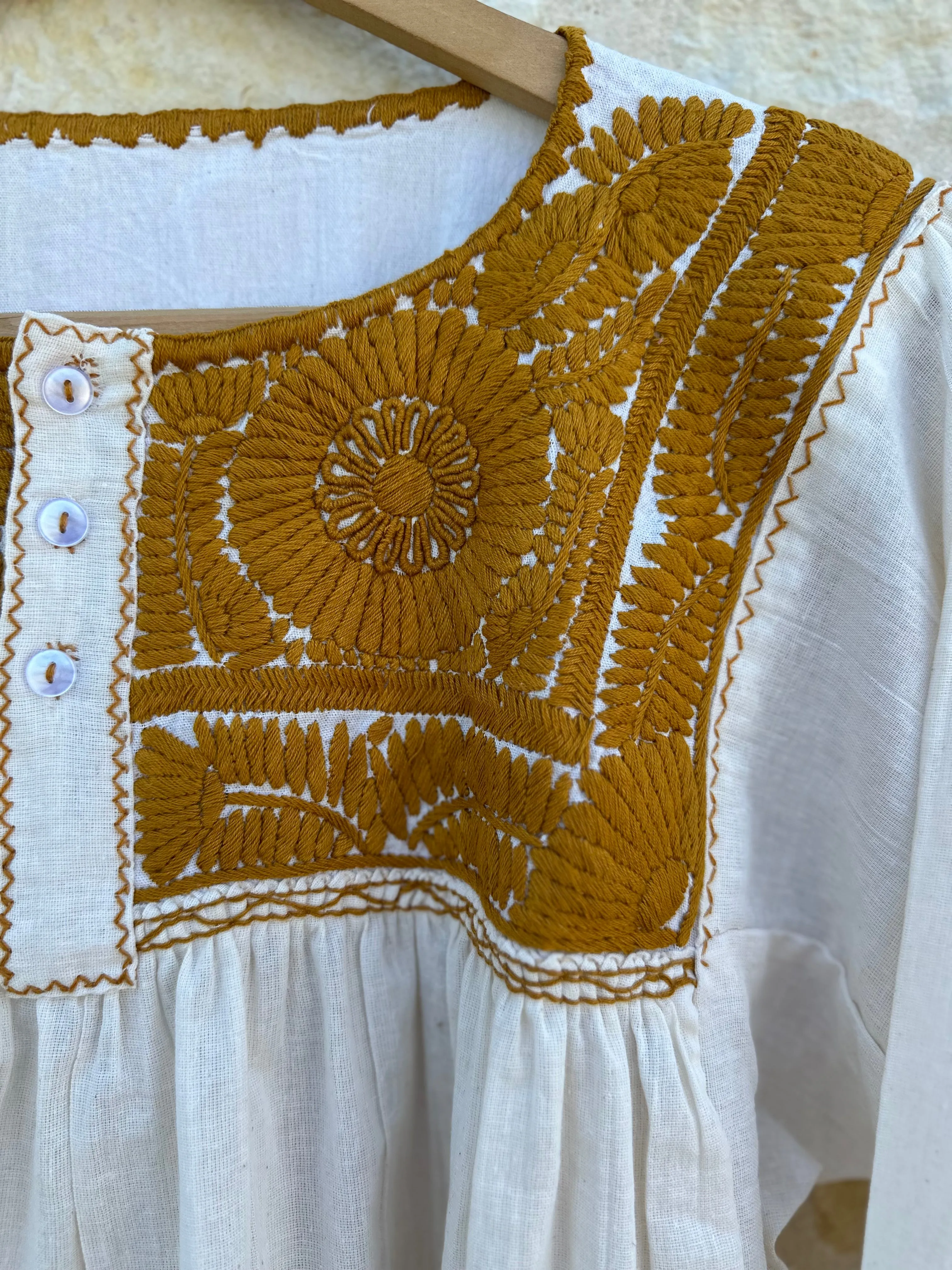 Off-White and Marigold Vine Tunic