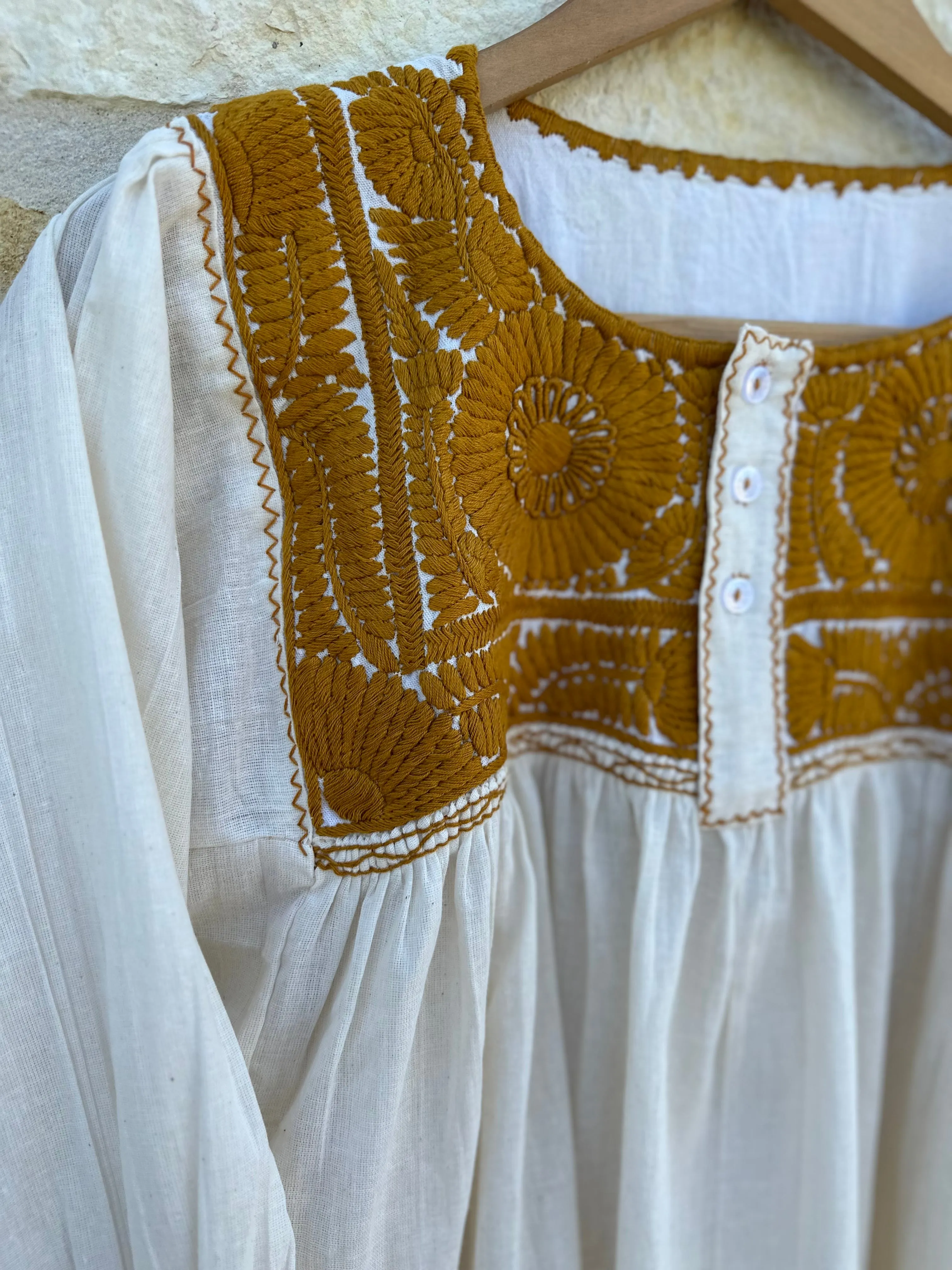 Off-White and Marigold Vine Tunic