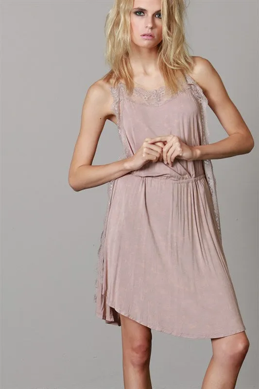 OPEN SIDE LACE TUNIC BEIGE-