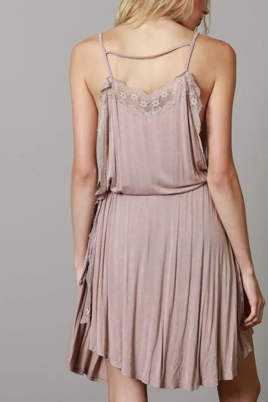 OPEN SIDE LACE TUNIC BEIGE-