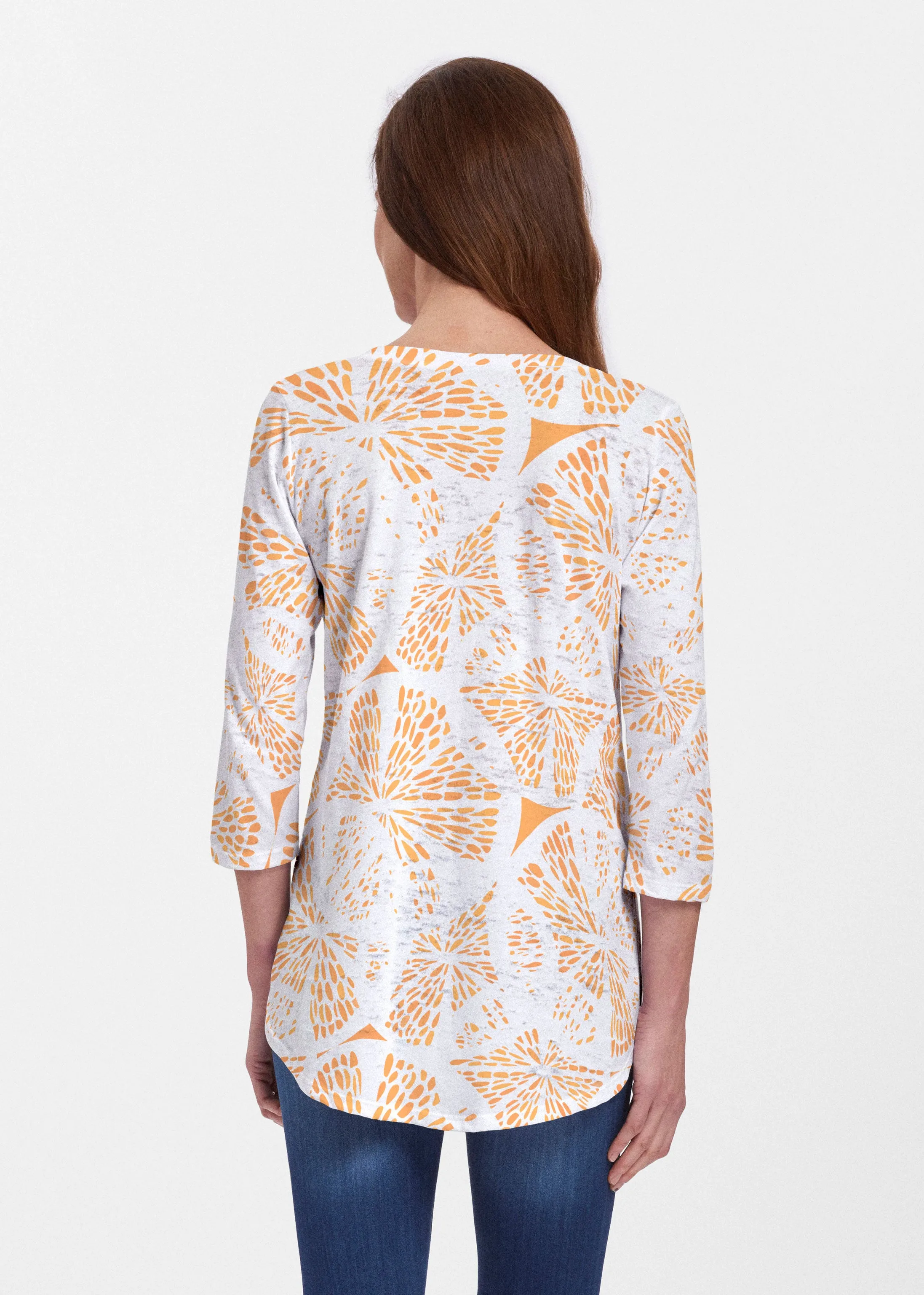 Orange Citrus (7862) ~ Signature V-neck Flowy Tunic