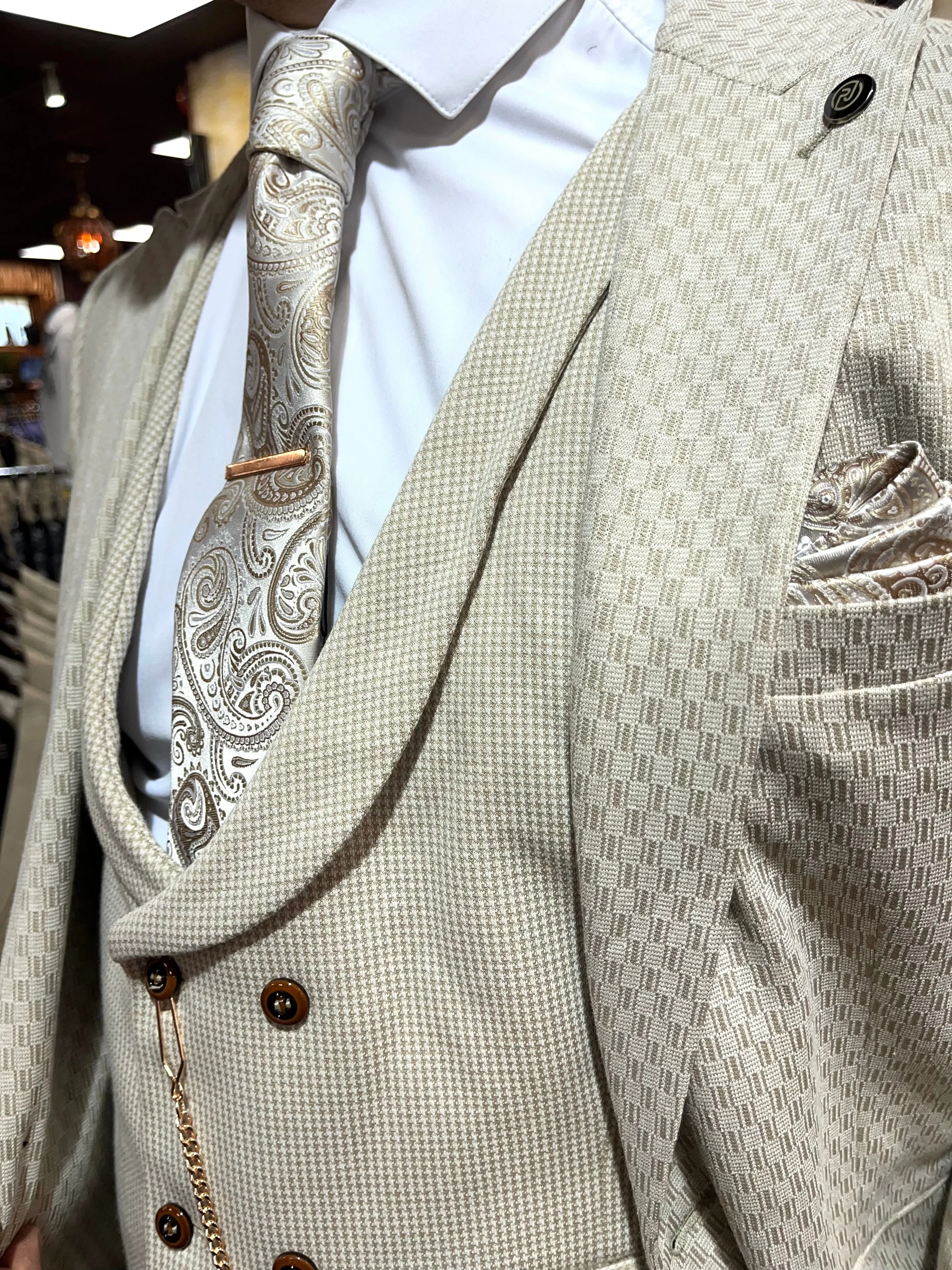 Pacino - Cream 3 Piece Suit
