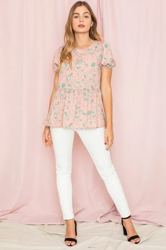 Paisley Short Puff Sleeve Tunic