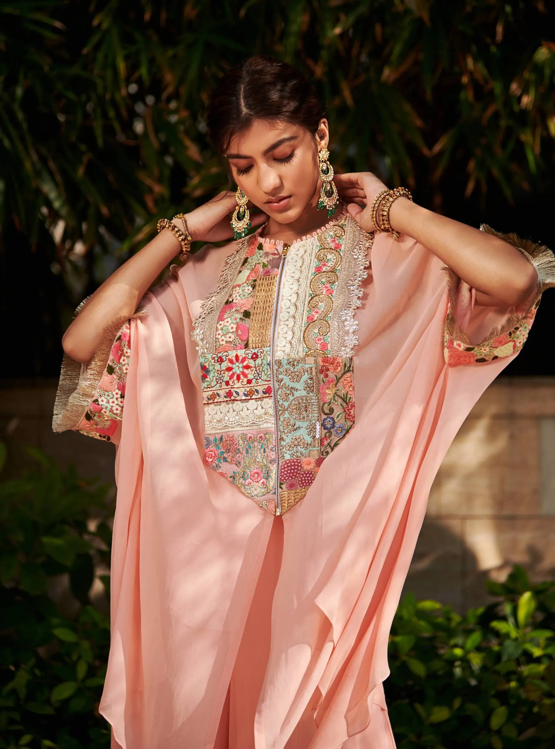 Peach Georgette Sharara With Tunic