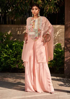 Peach Georgette Sharara With Tunic