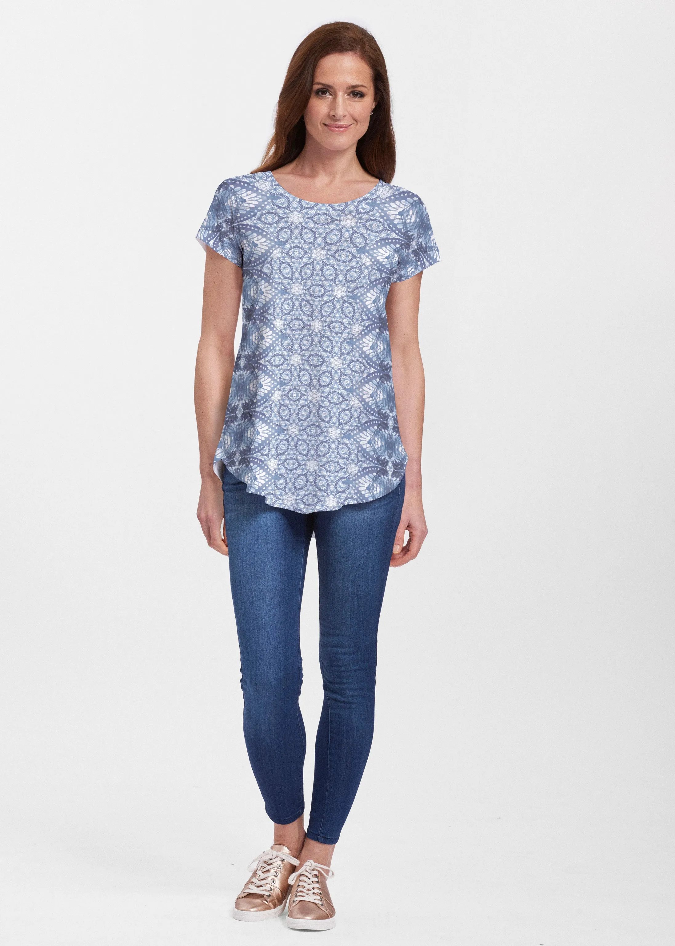 Picket Daisy (7729) ~ Signature Short Sleeve Scoop Neck Flowy Tunic
