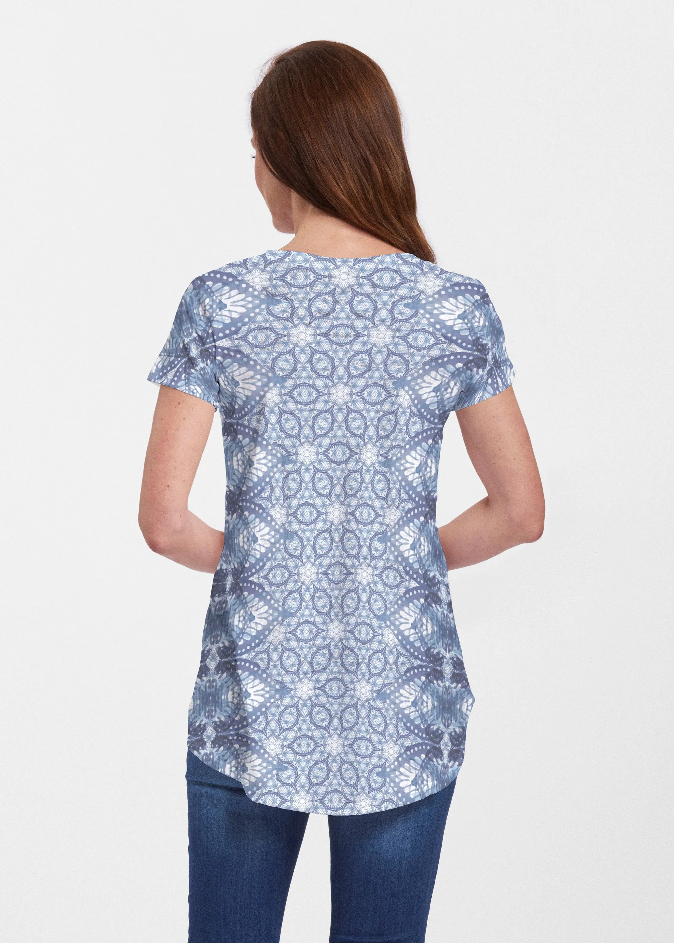 Picket Daisy (7729) ~ Signature Short Sleeve Scoop Neck Flowy Tunic