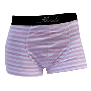 Pink & White Striped Mens Boxer Briefs - Cotton Underwear Trunk for Men