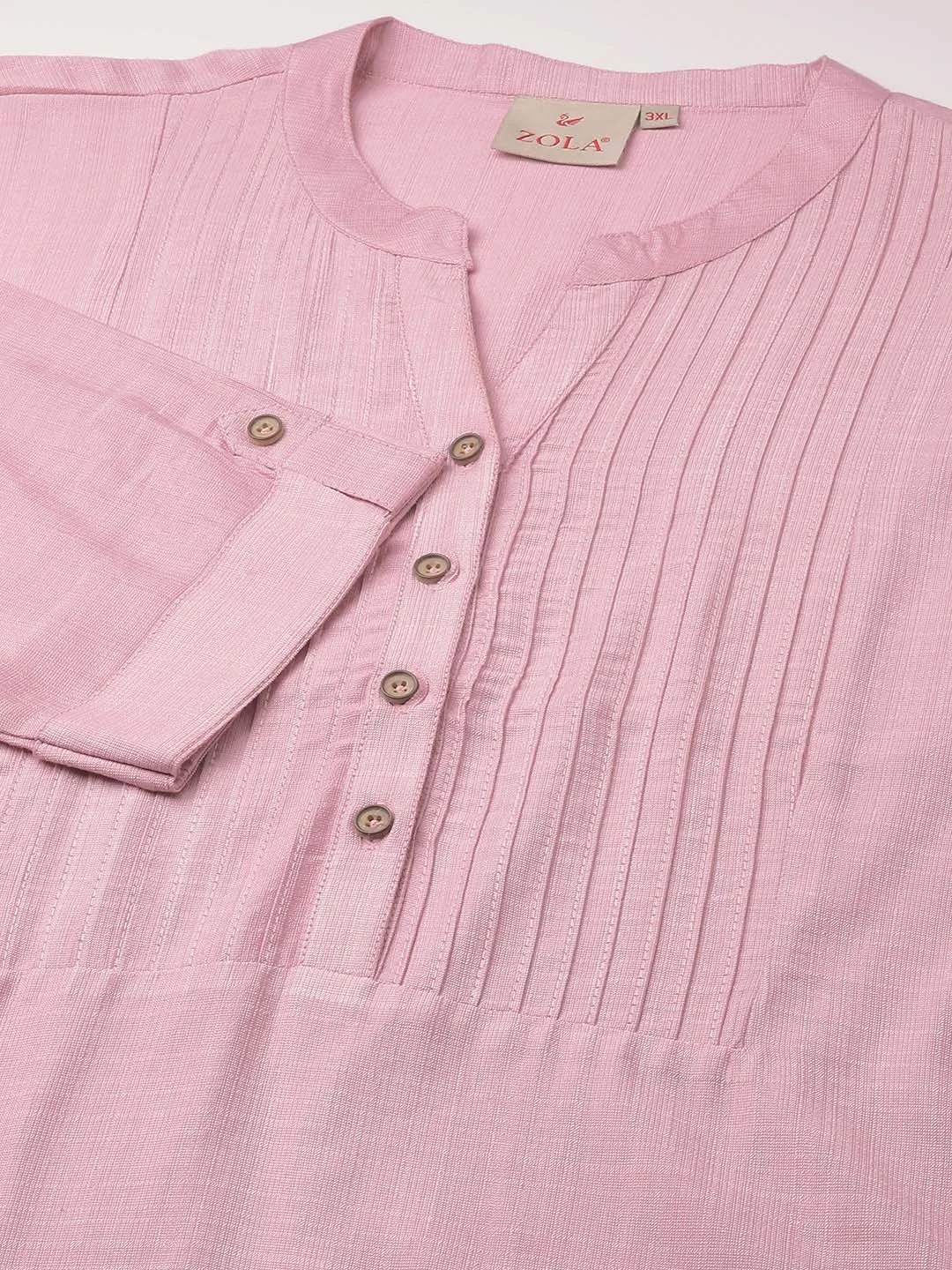 Pink Comfort Fit Rayon Tunics for Women Online India Hip Length Straight - Zola