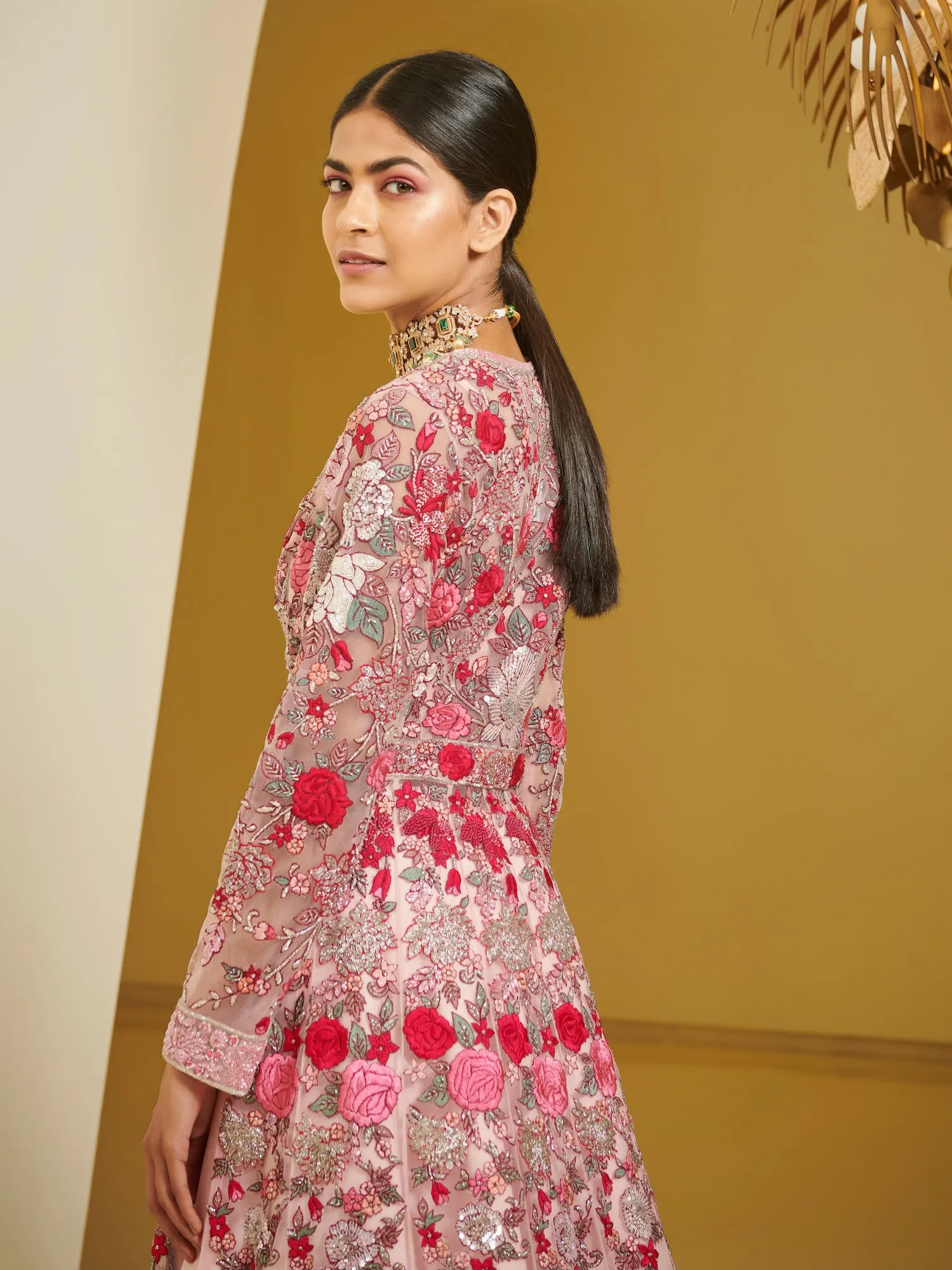 Pink Embroidered Lehenga Jacket Set