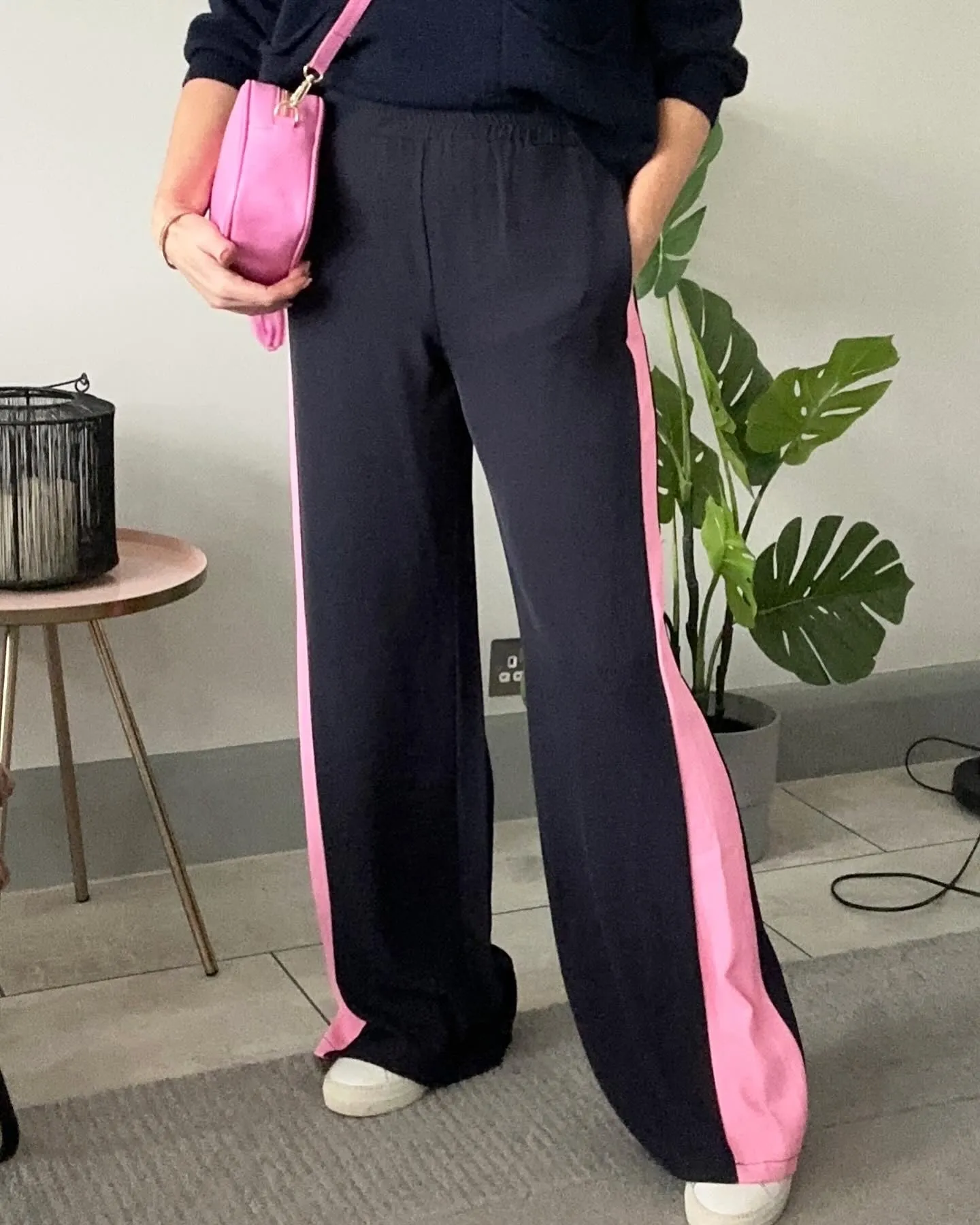 Pink/Red Stripe Wide Leg Trousers