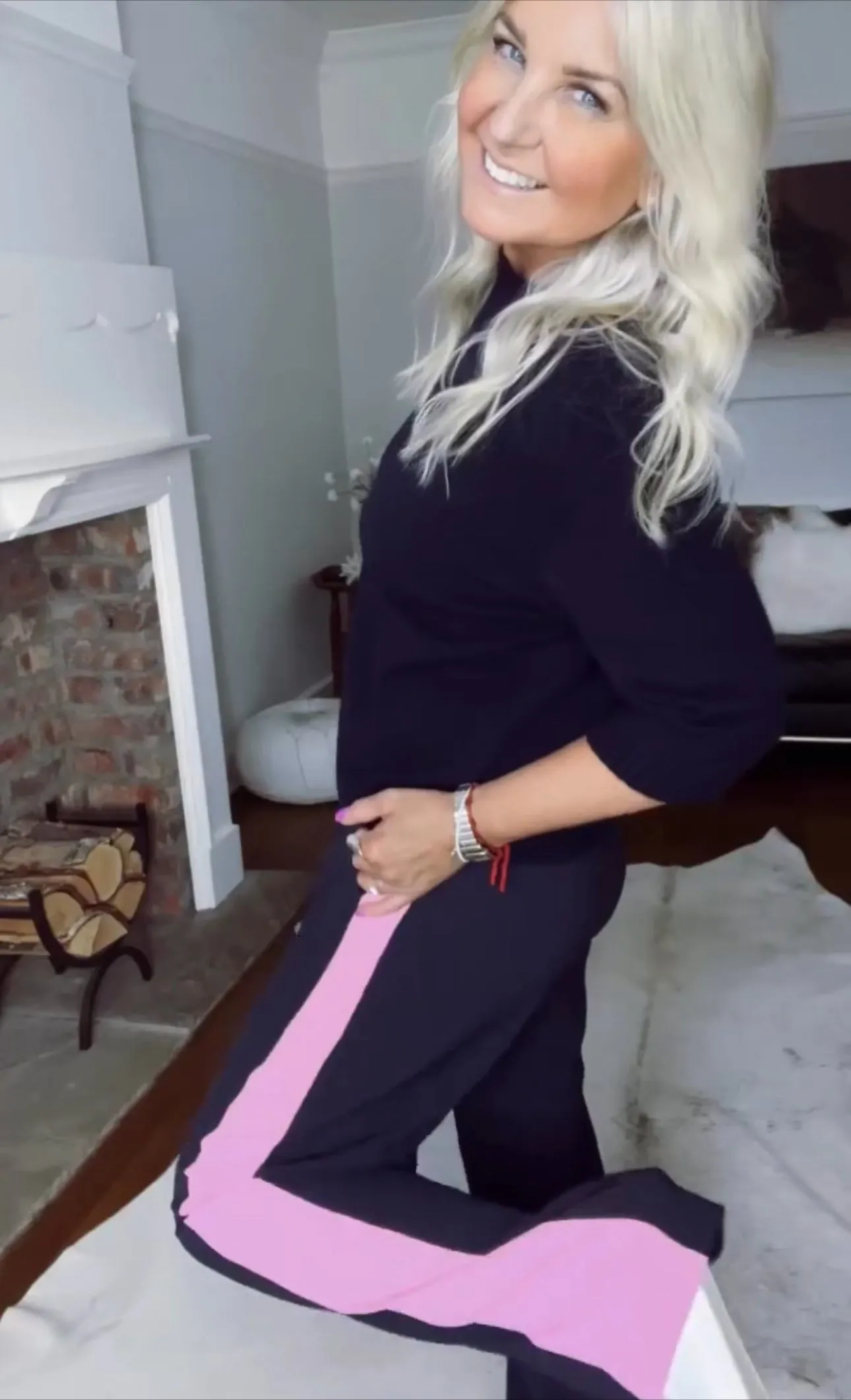 Pink/Red Stripe Wide Leg Trousers