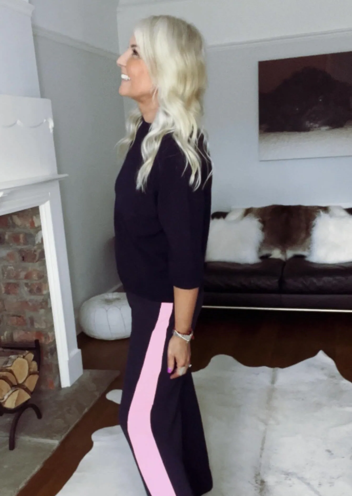 Pink/Red Stripe Wide Leg Trousers