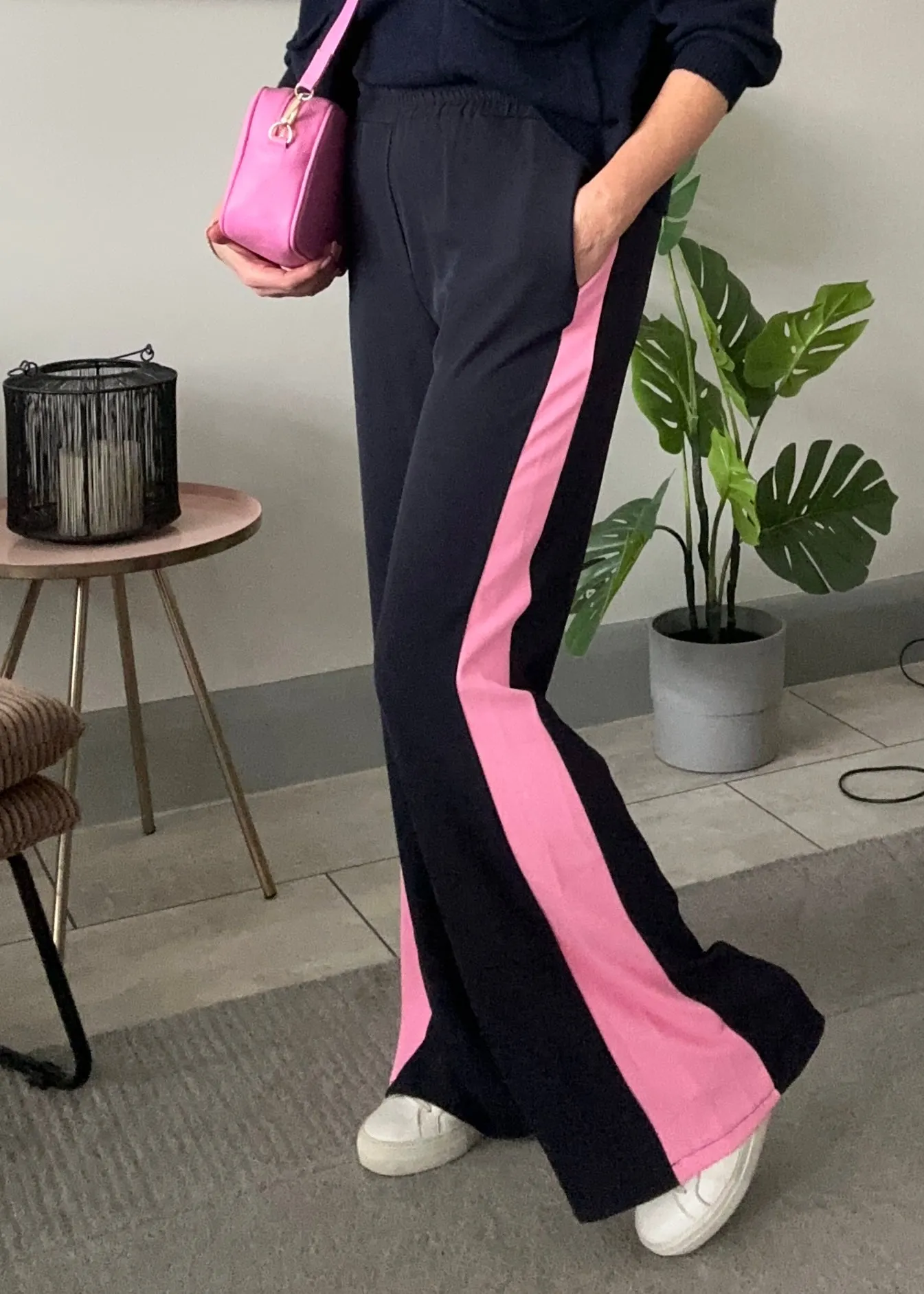 Pink/Red Stripe Wide Leg Trousers