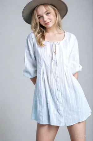 PLEAT PARADE WHITE TUNIC TOP