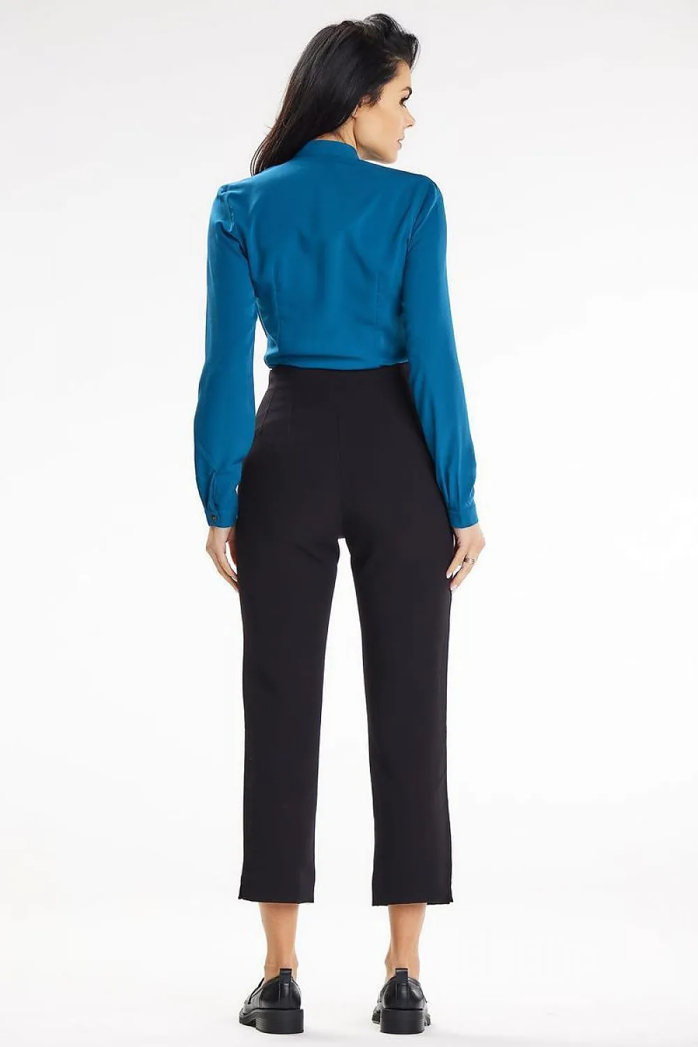 Pleated Heart Neck Fitted Blouse