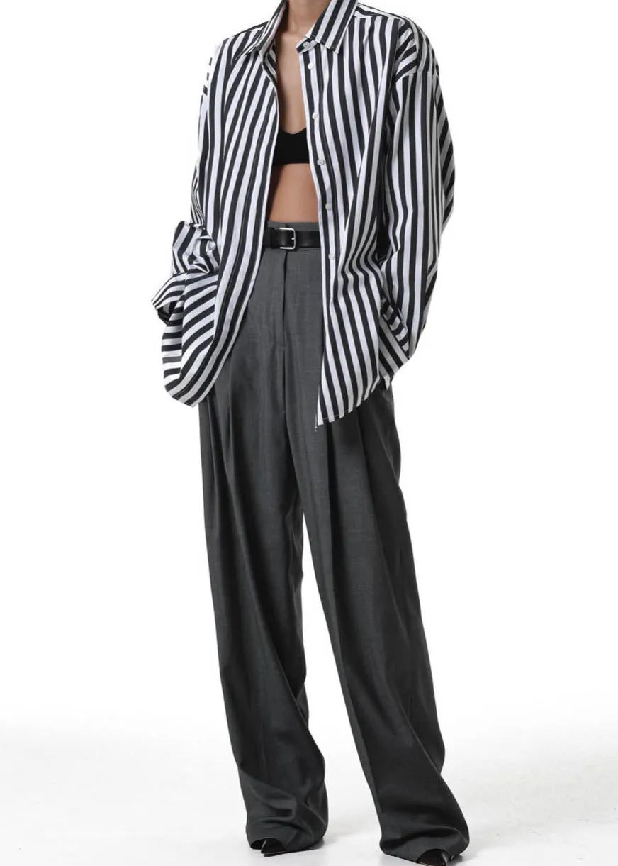 PLEATED WIDE LEG TROUSERS GRAPHITE