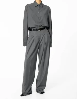 PLEATED WIDE LEG TROUSERS GRAPHITE