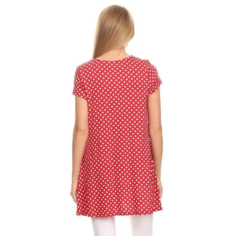 Polka dot print short sleeve relaxed fit tunic