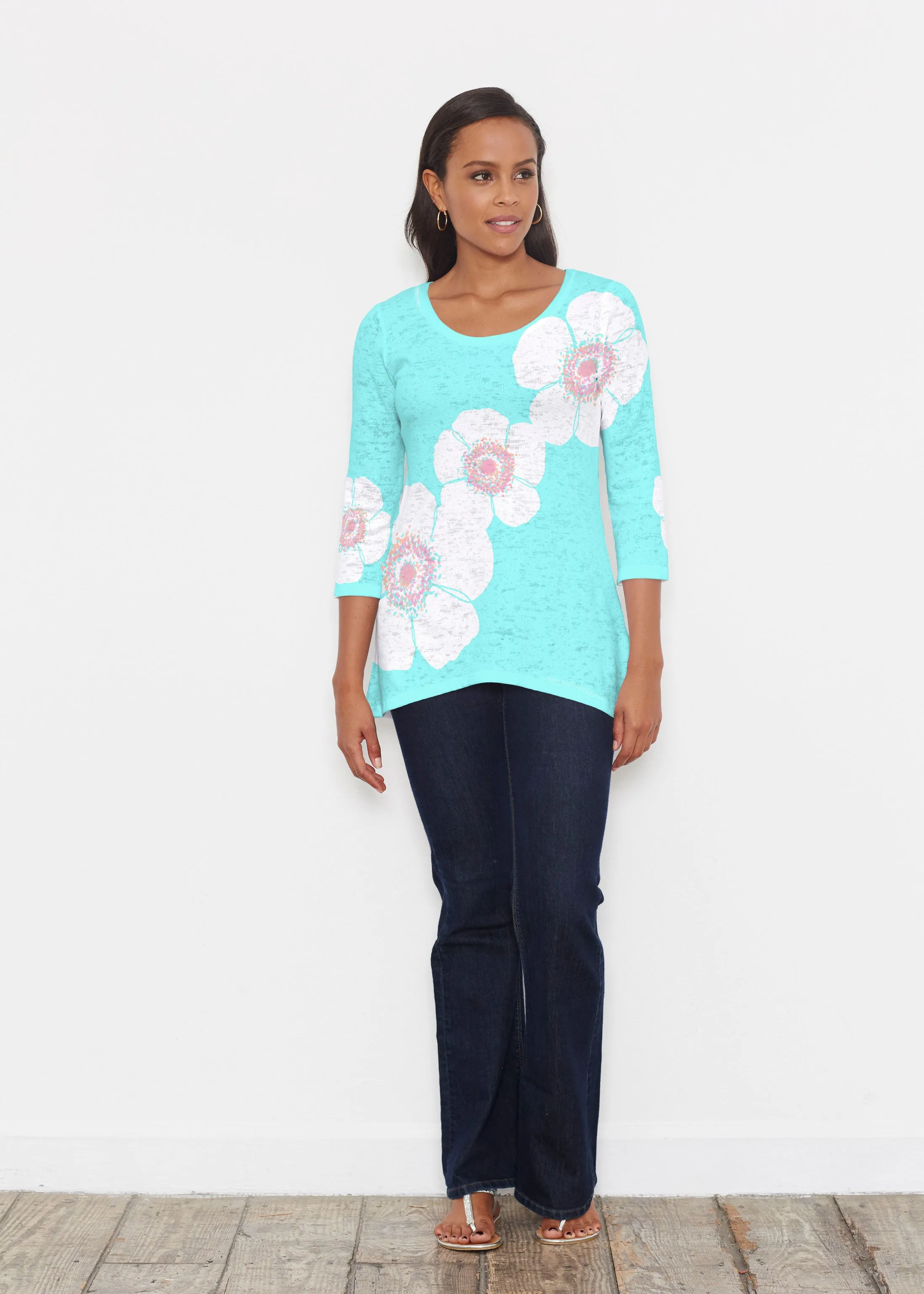 Poppy Seaglass Green (7107) ~ Katherine Hi-Lo Thermal Tunic