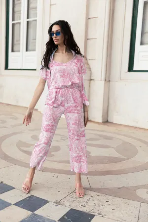 Porcelain Print Wide Leg Trousers