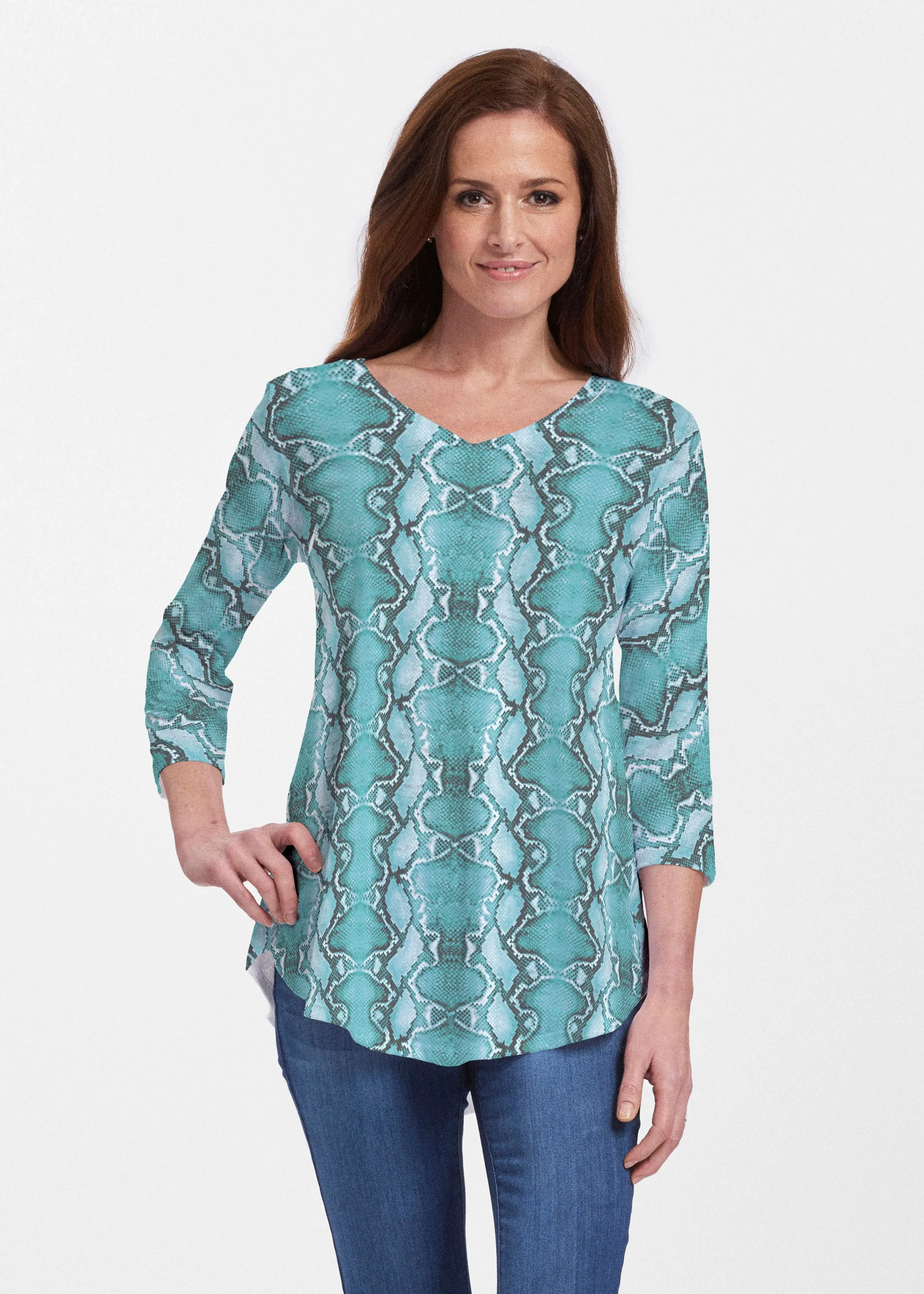 Python Aqua (7277) ~ Signature V-neck Flowy Tunic