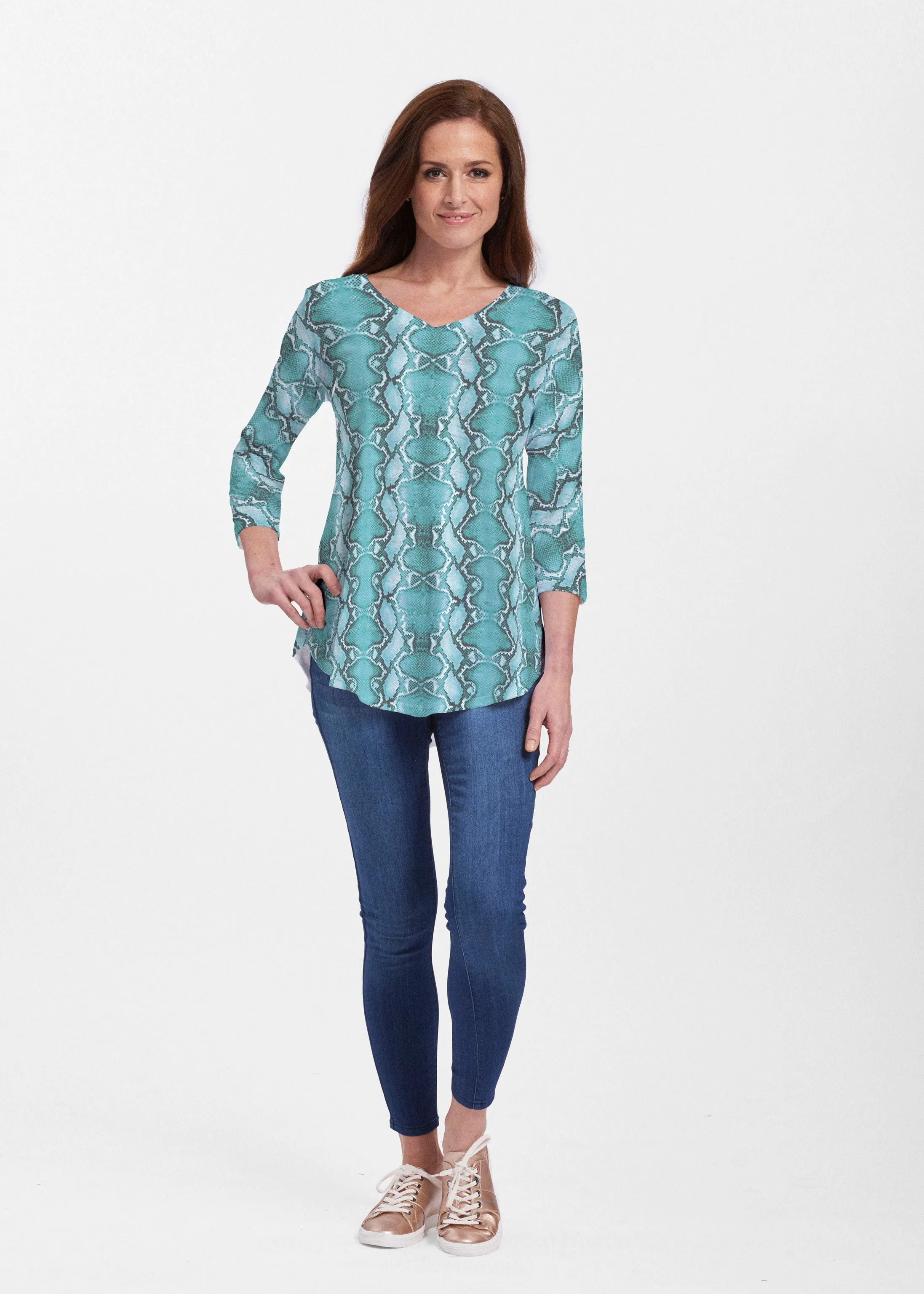 Python Aqua (7277) ~ Signature V-neck Flowy Tunic